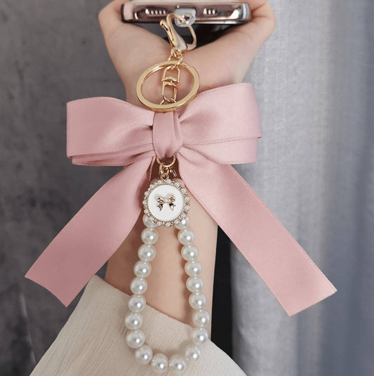 Pearl Bow Bag Charm - keychain