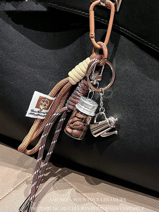 Handmade Coffee Series Pendants + Real Coffee Bean Iced Americano - Keychain