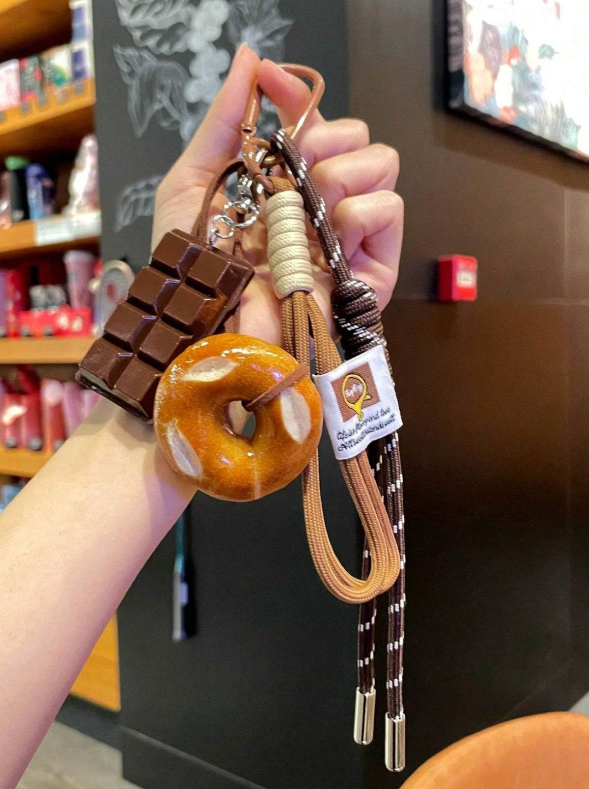 Bread Woven Rope Chocolate Bag Pendant - Keychain