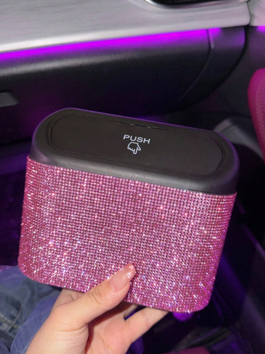 Rhinestone Decorated Car Trash Can, Garbage - Organizer