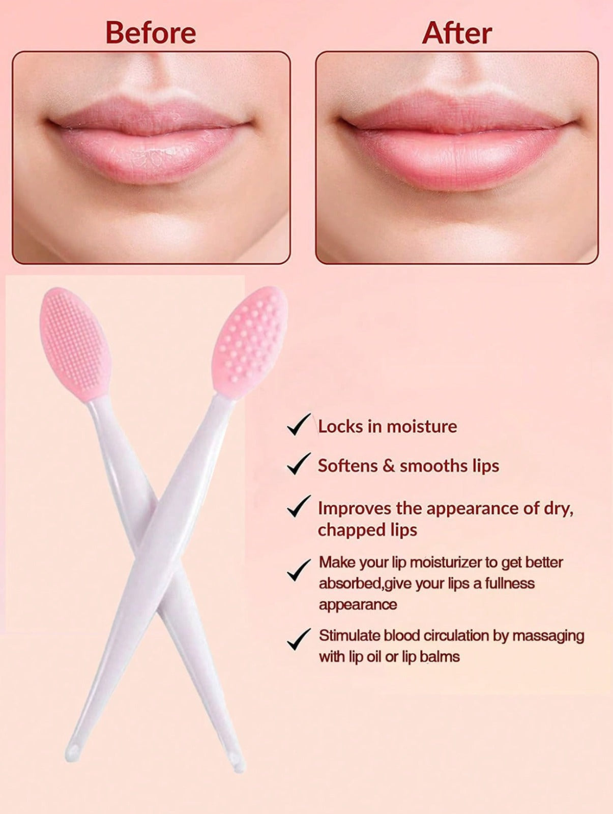 Lip Exfoliator Brush Double Sided Silicone