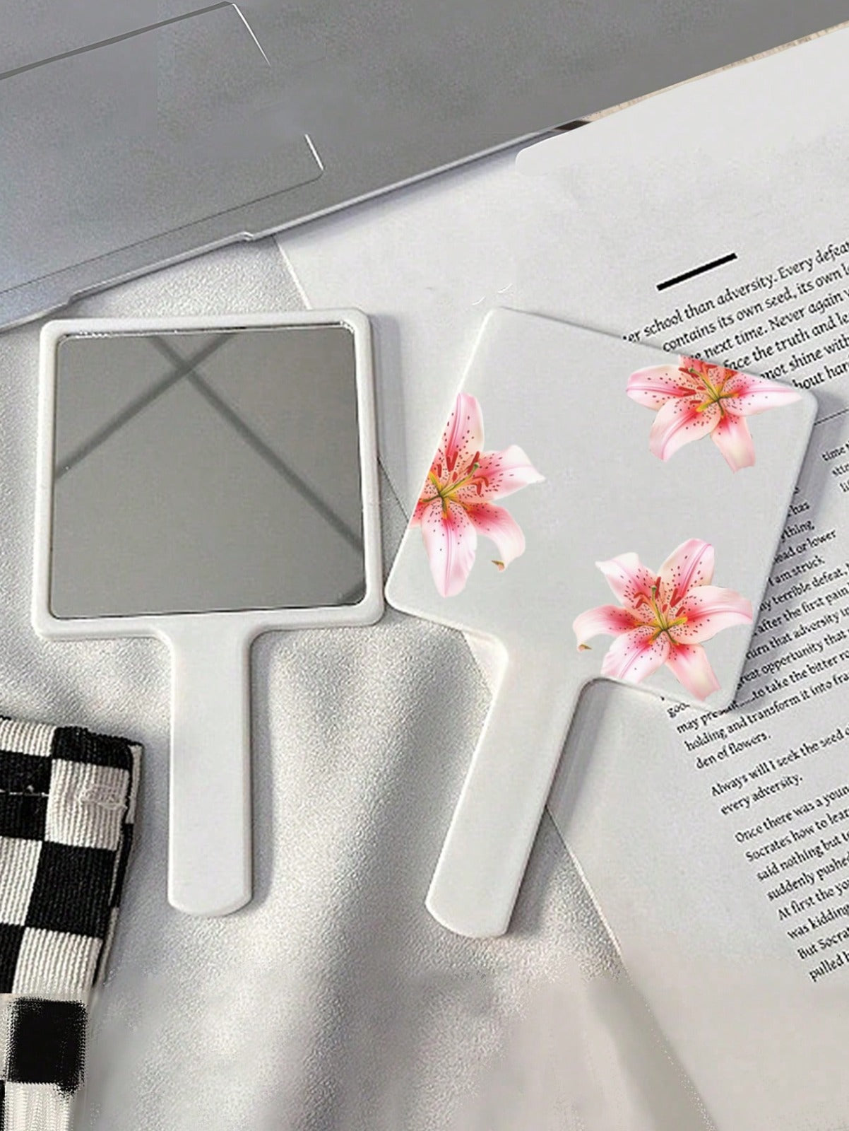 Floral Print Square Makeup Mirror