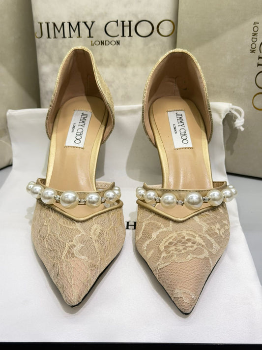 JIMMY CHOO Aurelie 85 Pearl - Made in Italy Imported
