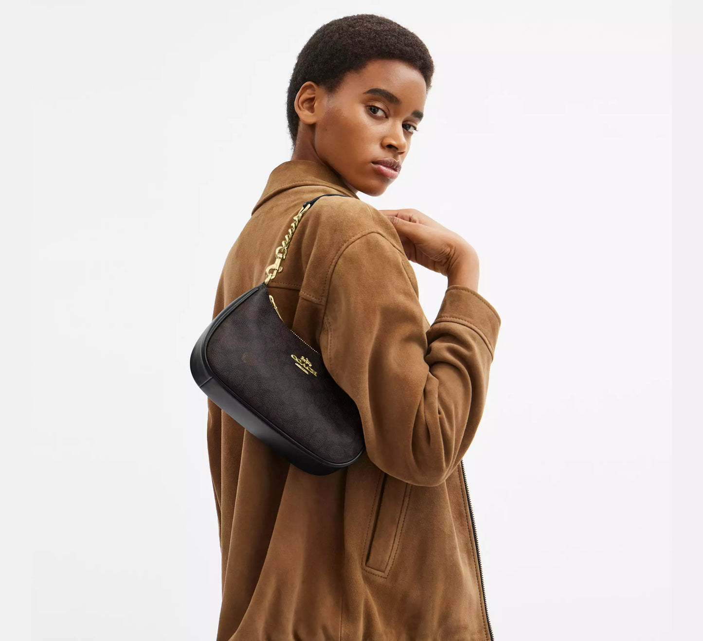 Coach Teri Shoulder Bag In Signature Canvas - Dark Brown
