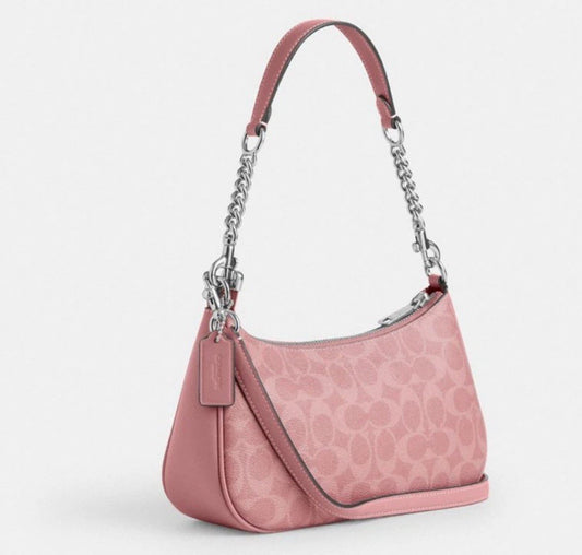 Coach Teri Shoulder Bag In Signature Canvas - Pink premium Dupe