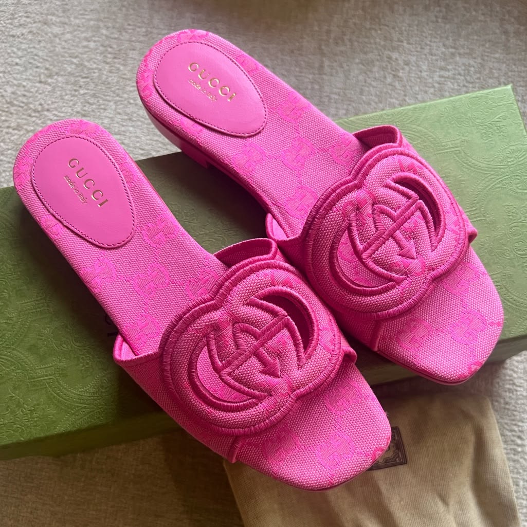Gucci - Interlocking G Canvas Slides