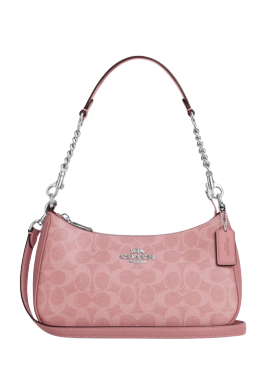 Coach Teri Shoulder Bag In Signature Canvas - Pink premium Dupe