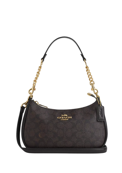 Coach Teri Shoulder Bag In Signature Canvas - Dark Brown