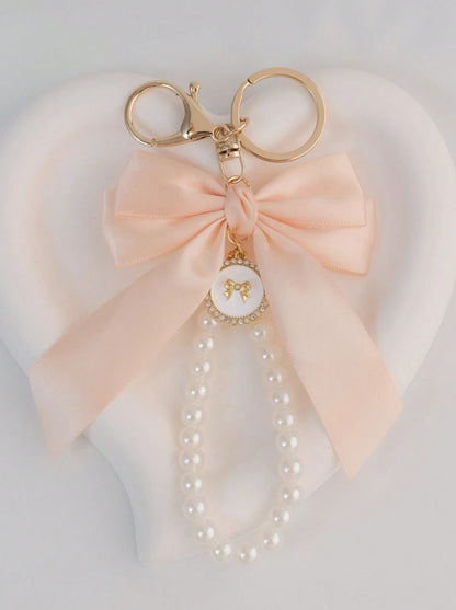 Pearl Bow Bag Charm - keychain