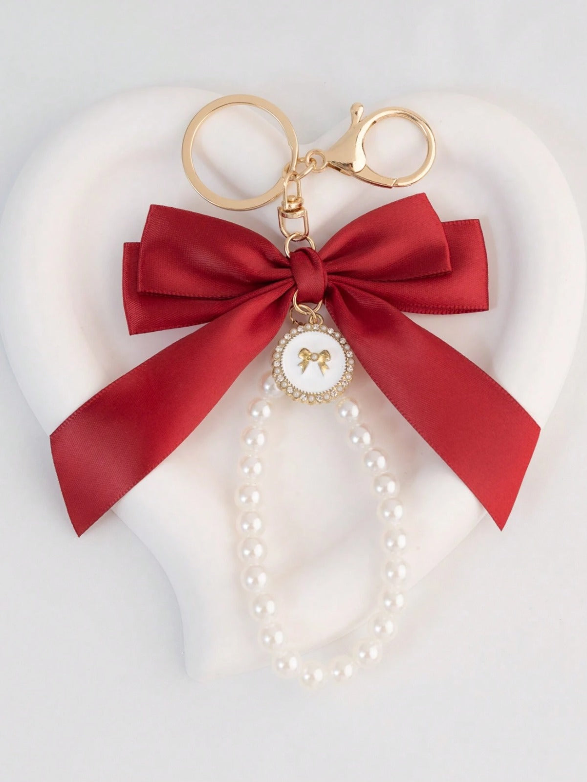 Pearl Bow Bag Charm - keychain