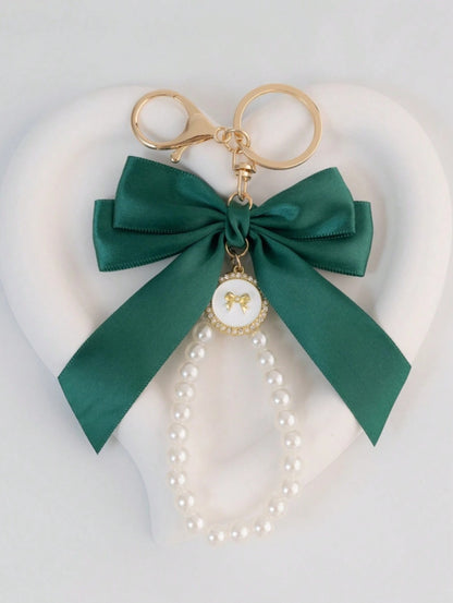 Pearl Bow Bag Charm - keychain