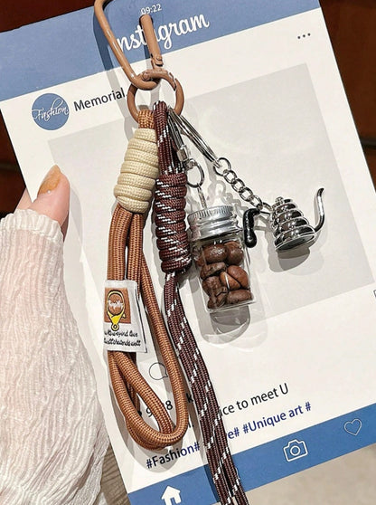 Handmade Coffee Series Pendants + Real Coffee Bean Iced Americano - Keychain