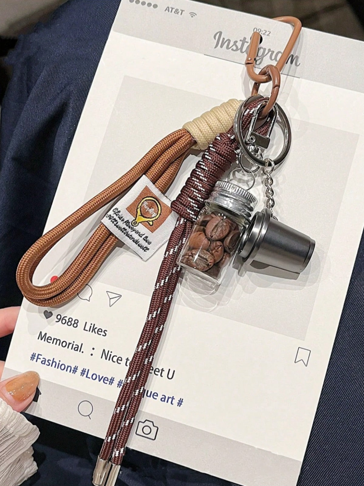 Handmade Coffee Series Pendants + Real Coffee Bean Iced Americano - Keychain