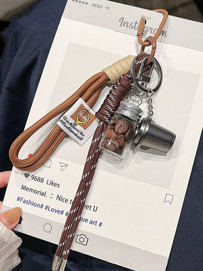 Handmade Coffee Series Pendants + Real Coffee Bean Iced Americano - Keychain