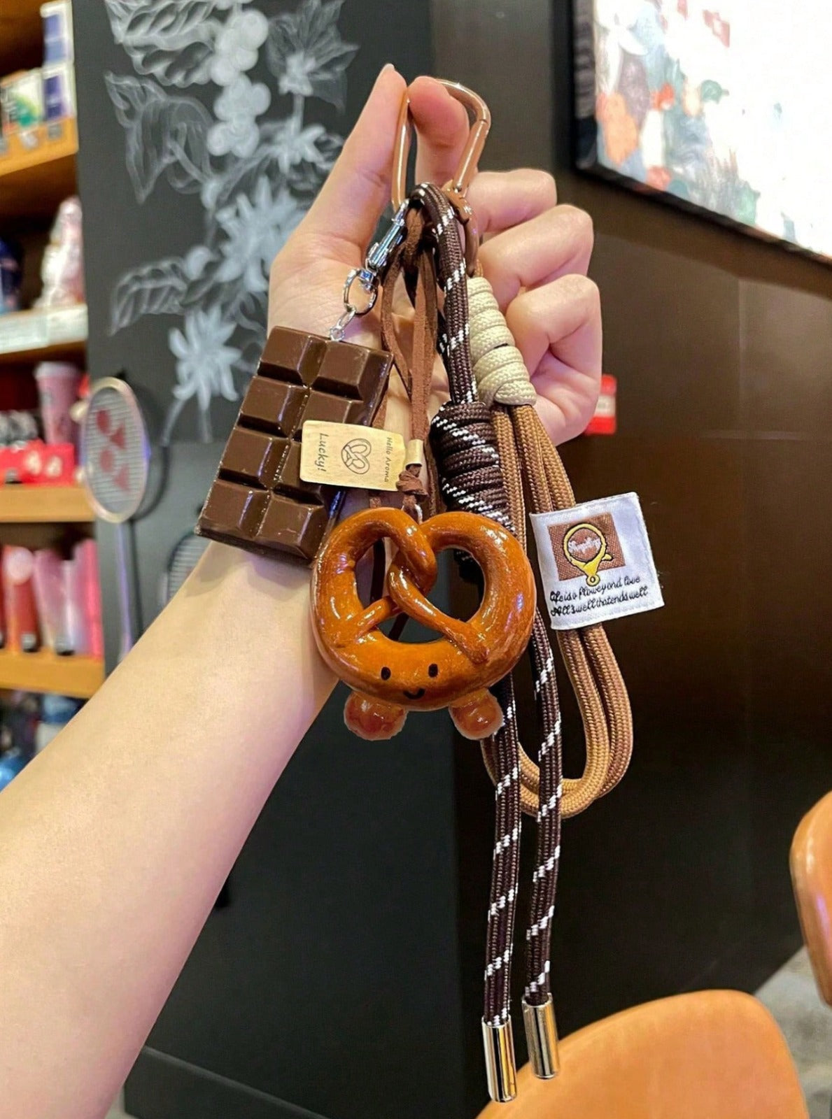 Bread Woven Rope Chocolate Bag Pendant - Keychain