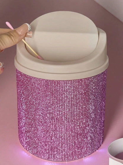 Decorated Makeup Trash Can - Organizer