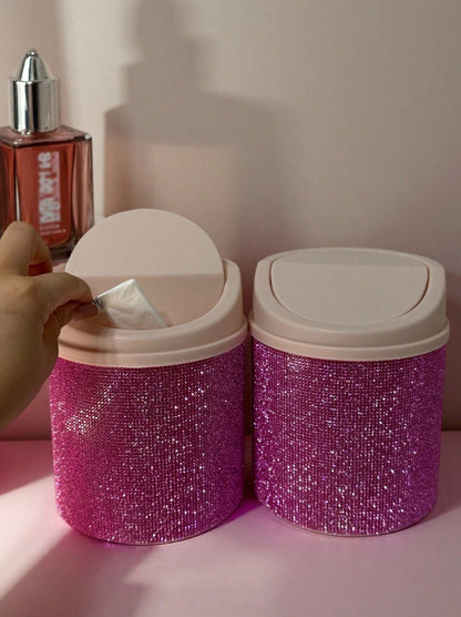 Decorated Makeup Trash Can - Organizer