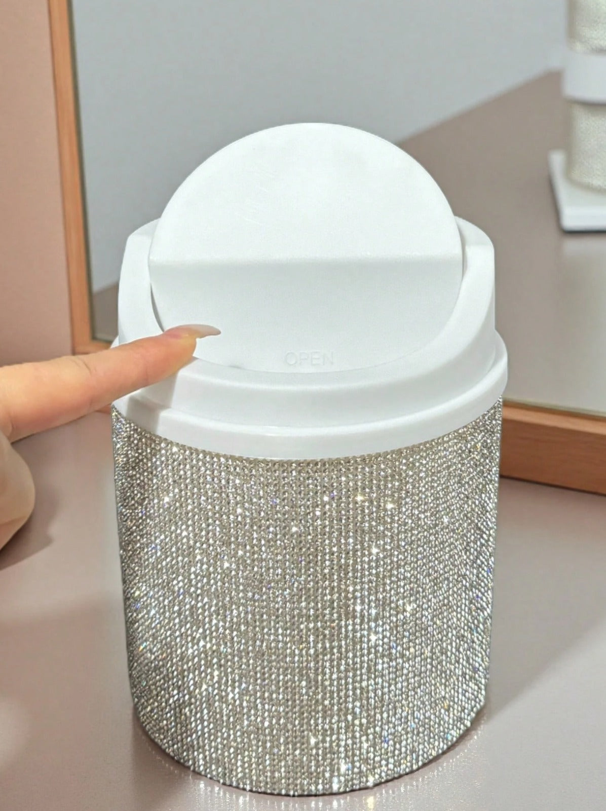Decorated Makeup Trash Can - Organizer
