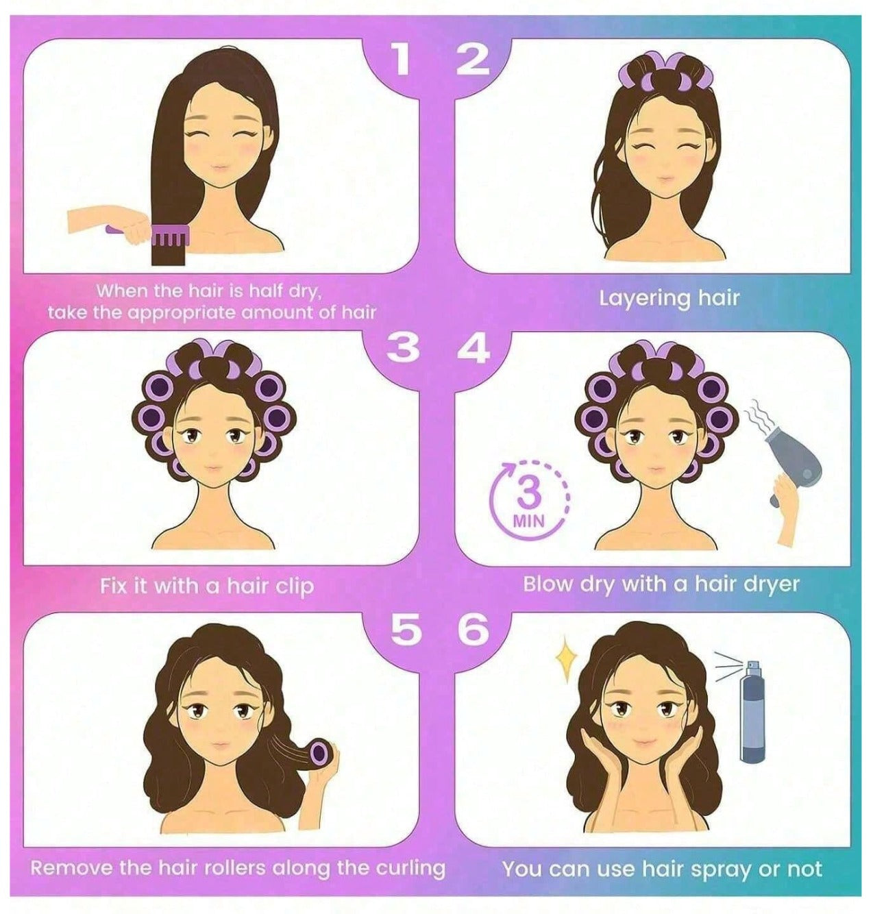 Large Size Hair Rollers With Clips 18pcs/Set - Hair Tools