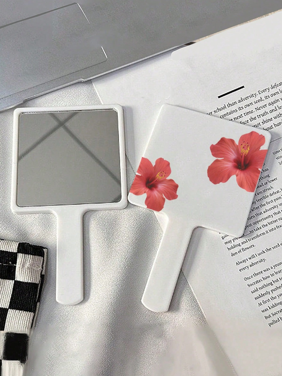 Floral Print Square Makeup Mirror