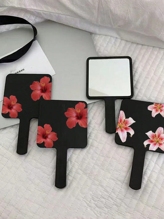 Floral Print Square Makeup Mirror