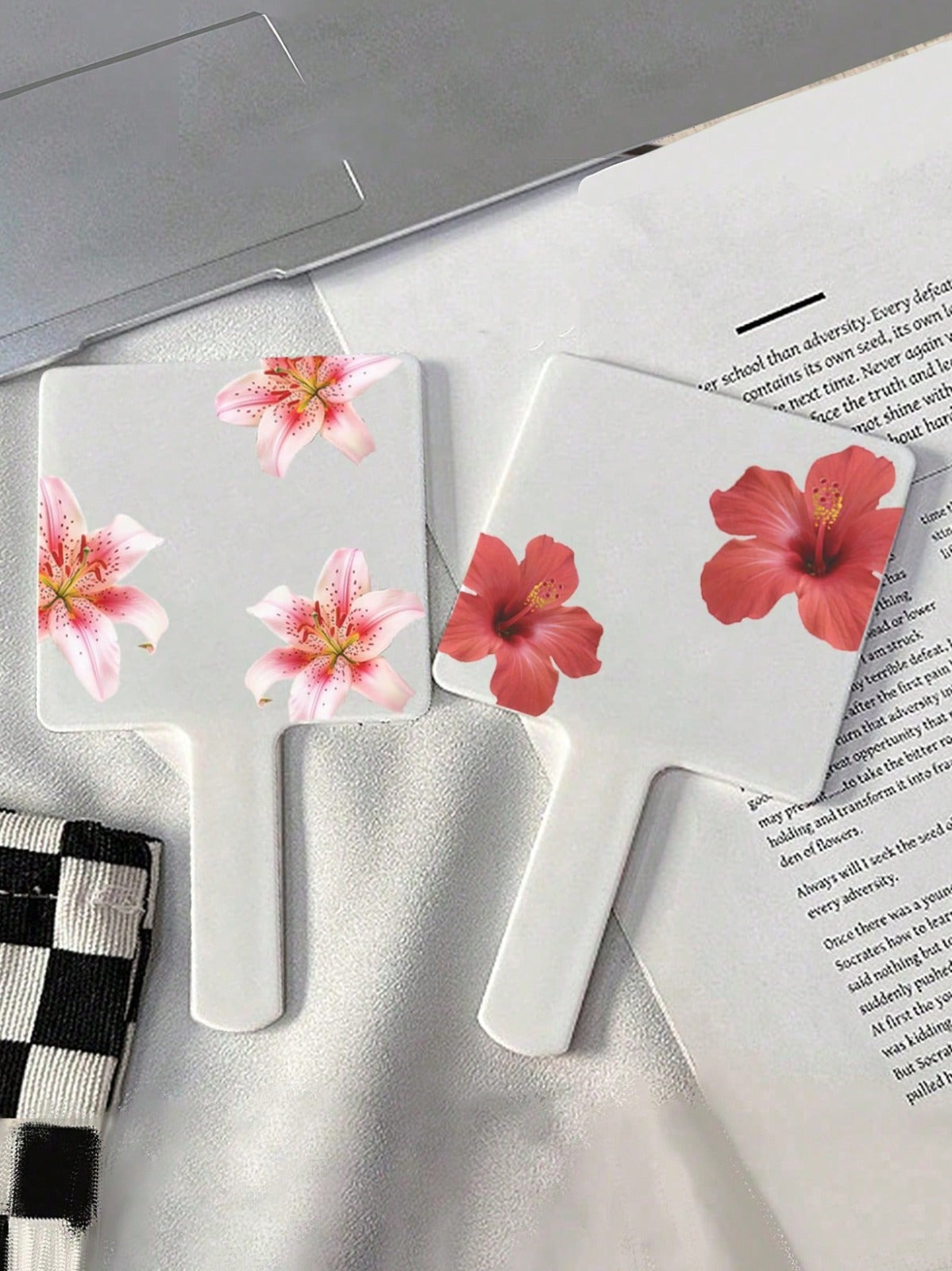 Floral Print Square Makeup Mirror