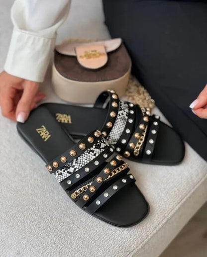 Fioure Studded Flat Slippers - Jimmy Choo