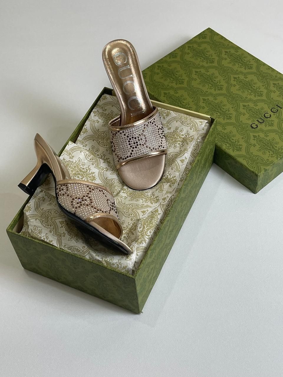 GG Crystal Embellished Sandals - GUCCI