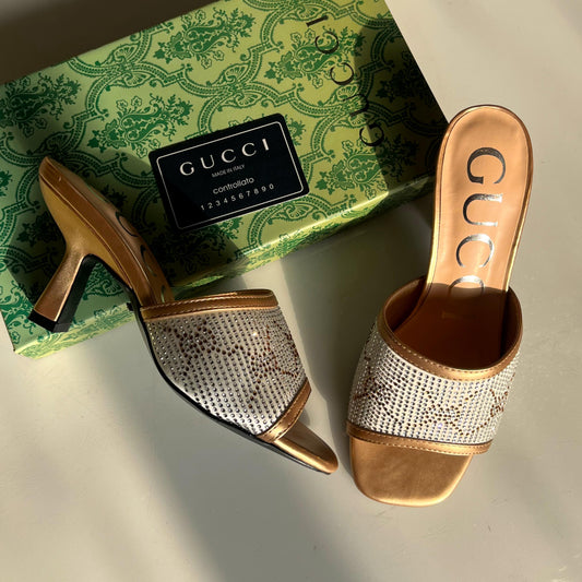 GG Crystal Embellished Sandals - GUCCI