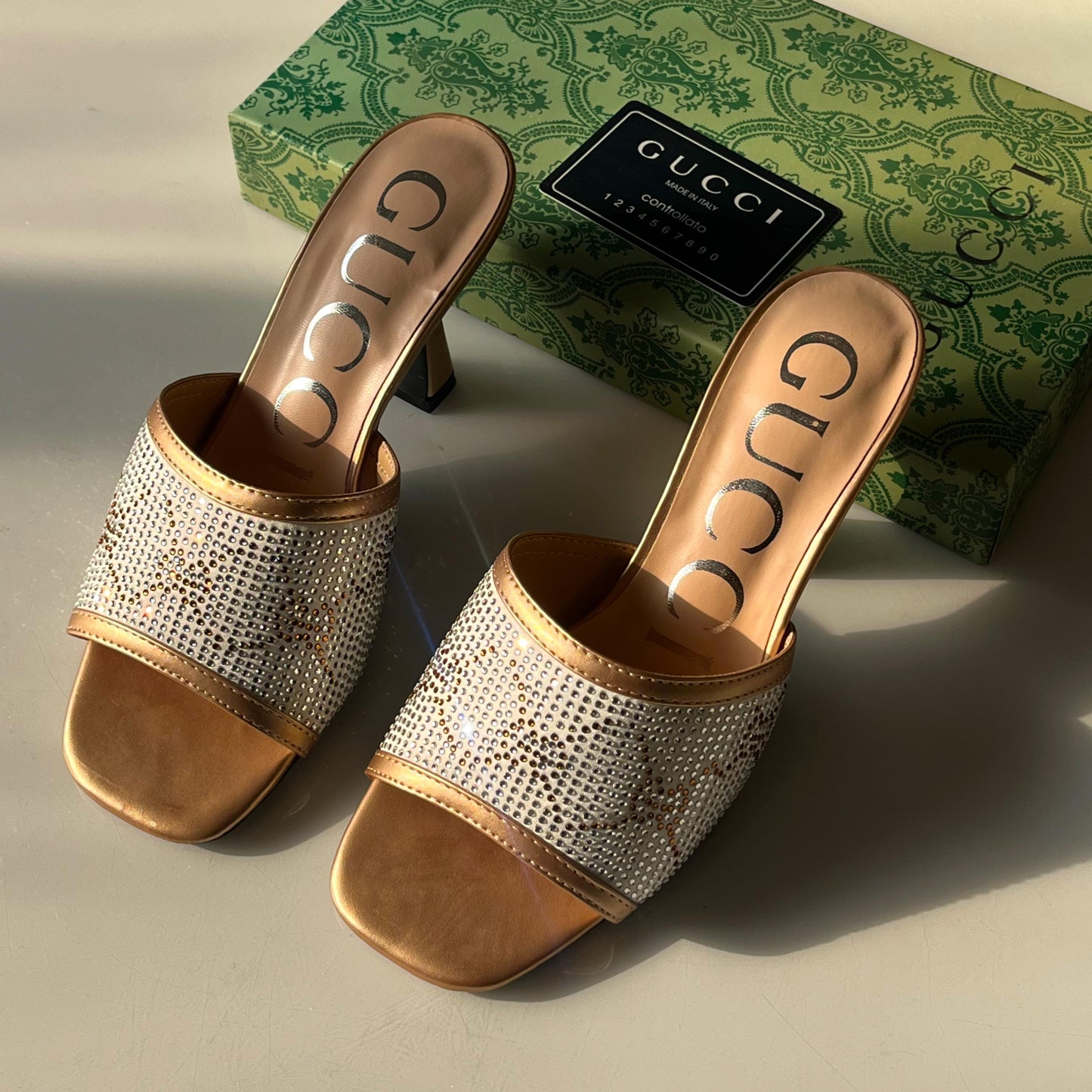 GG Crystal Embellished Sandals - GUCCI