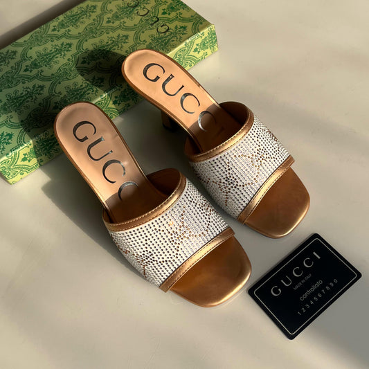 GG Crystal Embellished Sandals - GUCCI