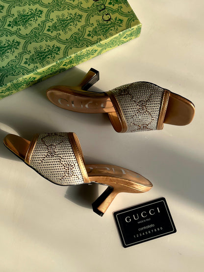 GG Crystal Embellished Sandals - GUCCI