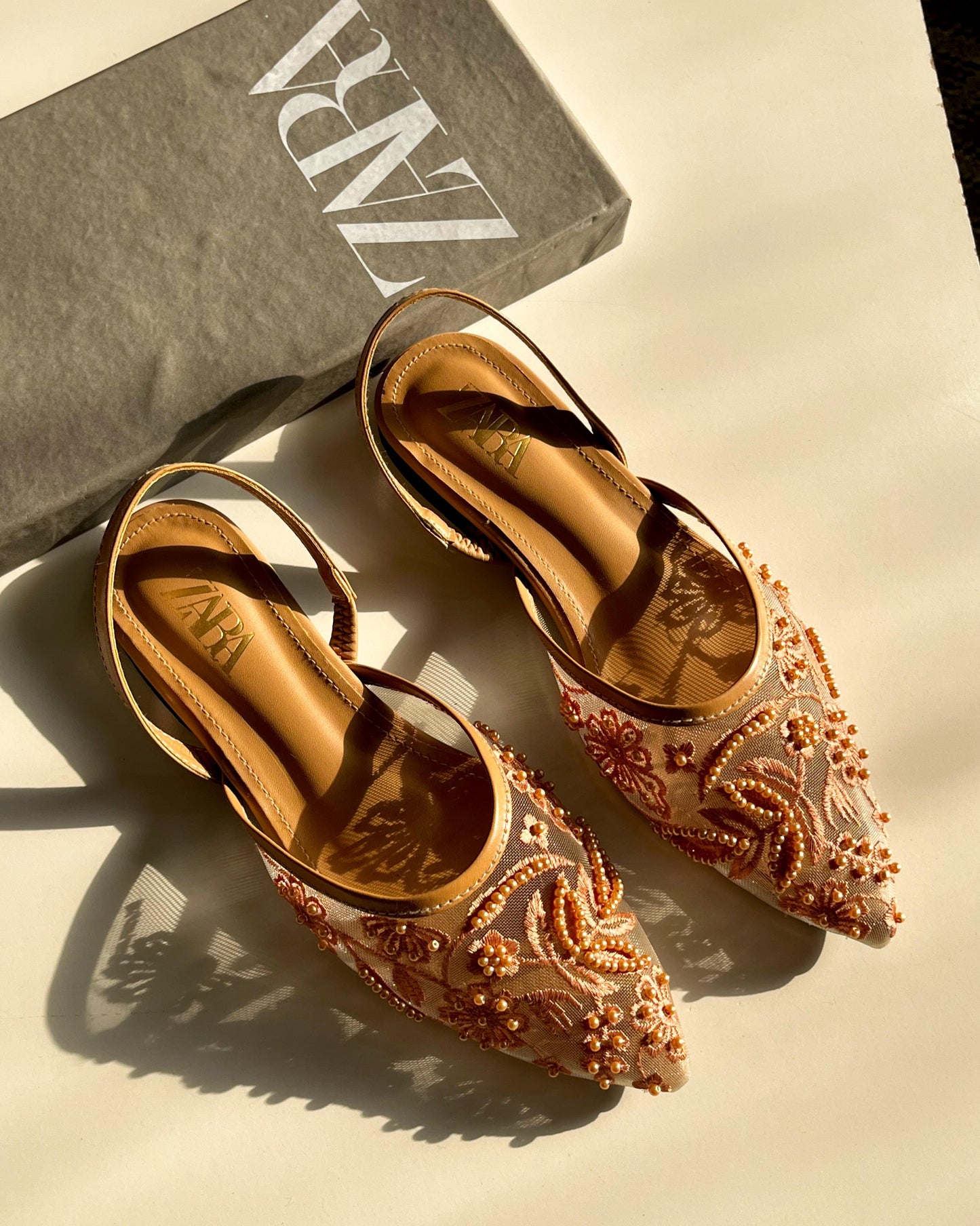 ZARA -  Embroidery Net Flat Pumps