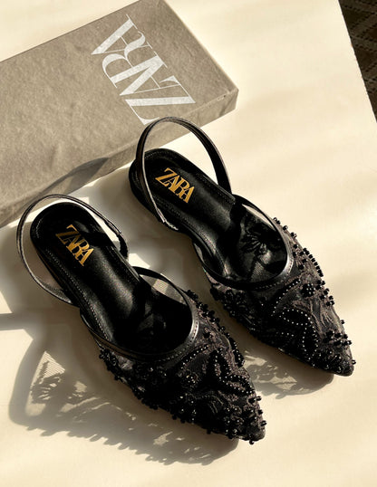 ZARA -  Embroidery Net Flat Pumps
