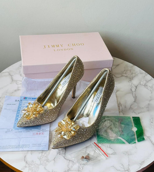Crystal Covered Pointy Toe Pumps - JIMMY CHOO