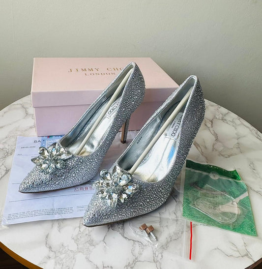Crystal Covered Pointy Toe Pumps - JIMMY CHOO