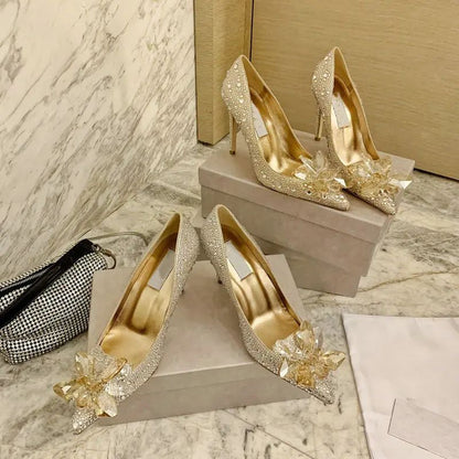 Crystal Covered Pointy Toe Pumps - JIMMY CHOO