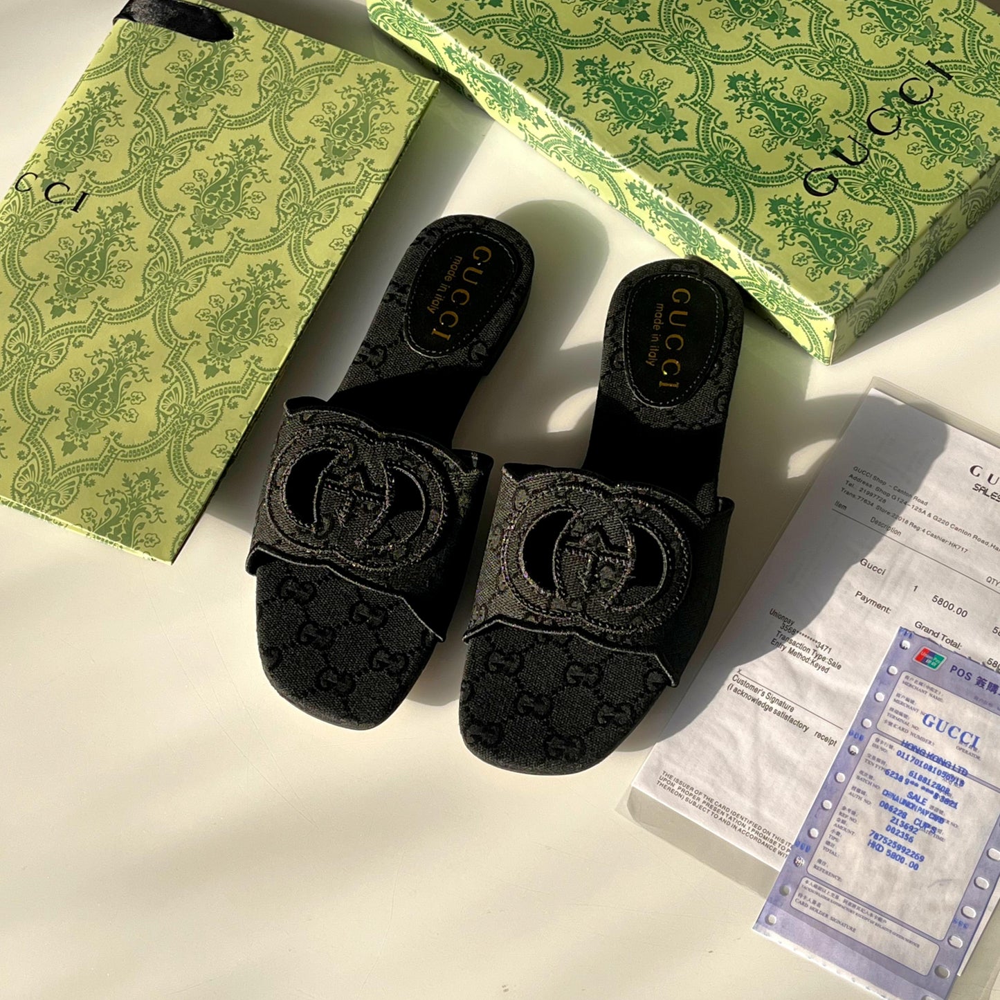 Gucci - Interlocking G Canvas Slides