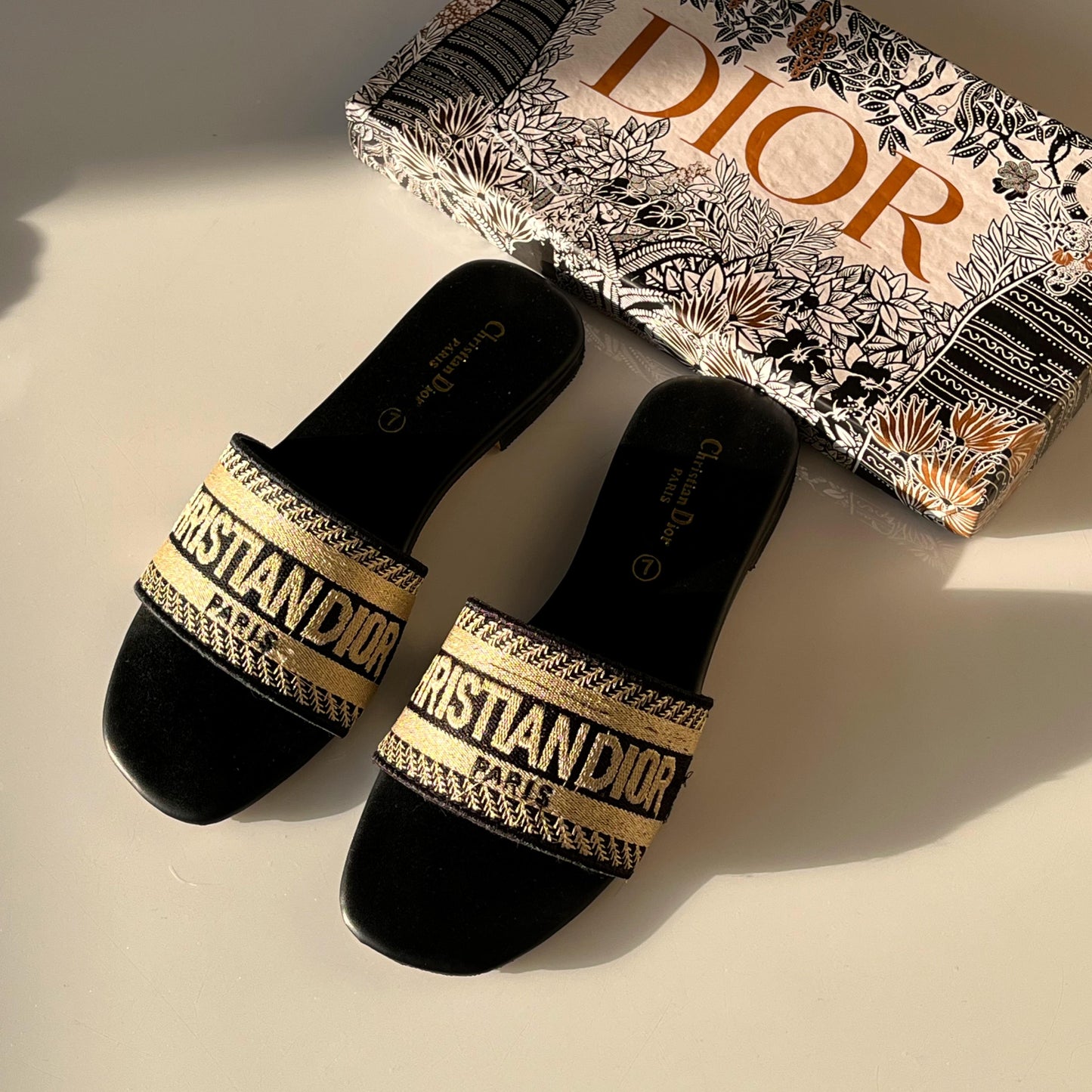 Christian Dior -  Embroidered Flat Slippers