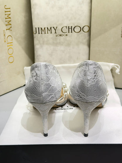 JIMMY CHOO Aurelie 85 Pearl - Made in Italy Imported
