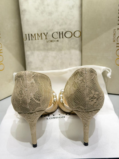 JIMMY CHOO Aurelie 85 Pearl - Made in Italy Imported