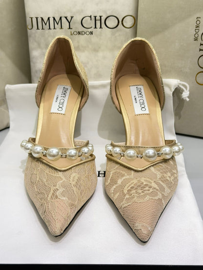 JIMMY CHOO Aurelie 85 Pearl - Made in Italy Imported