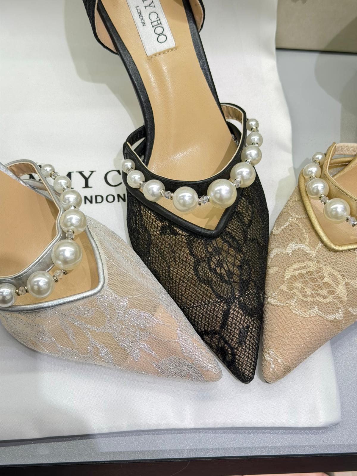 JIMMY CHOO Aurelie 85 Pearl - Made in Italy Imported