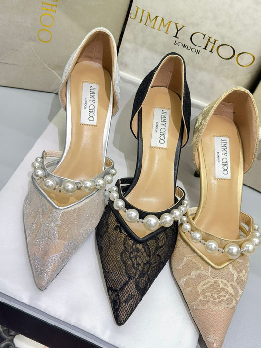 JIMMY CHOO Aurelie 85 Pearl - Made in Italy Imported