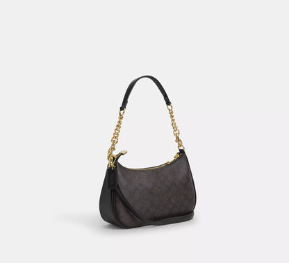 Coach Teri Shoulder Bag In Signature Canvas - Dark Brown premium Dupe
