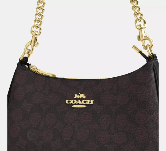 Coach Teri Shoulder Bag In Signature Canvas - Dark Brown premium Dupe